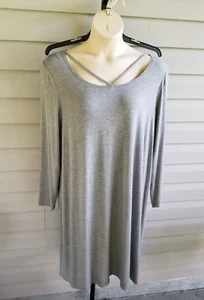 Boutique Casual Tank Dress A-Line Shift Long Sleeve Stretchy Plus size NWT - Picture 1 of 7