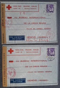 Niederländisch Indien Roode Kruis Zensur GENEVE BATAVIA JAVA 1940 Pazifik japan - Bild 1 von 2