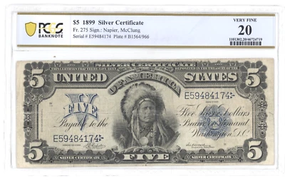 Fr. 275 1899 $5 Large Size Chief Silver Certificate - PMG 25 Very Fine - Image 1 of 2