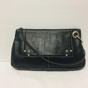 Wittner Clutch Wristlet Hand Bag Black Leather Stud Detail Top Stitched - Picture 1 of 12