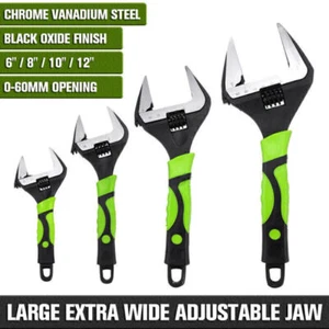 Extra Wide Jaw Adjustable Wrench Spanner 6" 8" 10" 12" Heavy Duty 0-60MM Opening - Picture 1 of 12