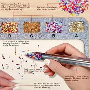 Bead Mat Bead with Scoop Bead Board for DIY Hobbies Art Crafts Bead Projects - Picture 1 of 7