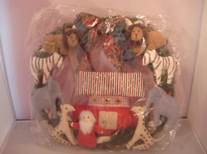 Vintage Feiertag Weihnachten Arche Noah großer Kranz UNGLAUBLICH SO SELTEN NEU IN VERPACKUNG - Bild 1 von 11