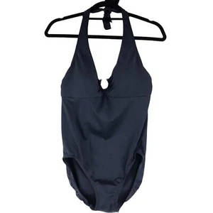 Lands End Womens Size 10 One Piece Swimsuit Black Halter Neck Padded Full Bottom - Picture 1 of 9
