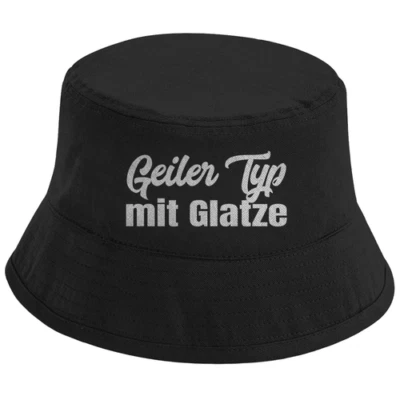 HERZBOTSCHAFT Bucket Hat mit Motiv | Geiler Typ mit Glatze | Mallorca Hut für Feiern und Party