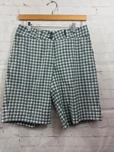 Nike Golf Dri Fit Shorts Women's Size 4 Green Flat Front Check Casual Preppy - Picture 1 of 8