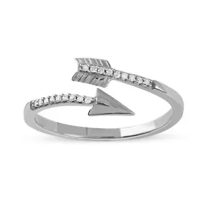 Anello avvolgente freccia diamante 10K bianco, giallo o oro rosa 1/20 carati TDW - Foto 1 di 20