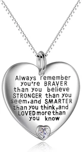 Colgante de joyería YFN de plata esterlina siempre recuerda que eres más valiente de lo que crees - Imagen 1 de 12