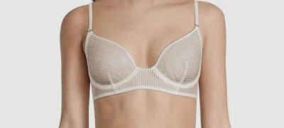 Sutiã feminino Kiki De Montparnasse listrado branco renda tamanho 32B US$ 228 - Imagem 1 de 4