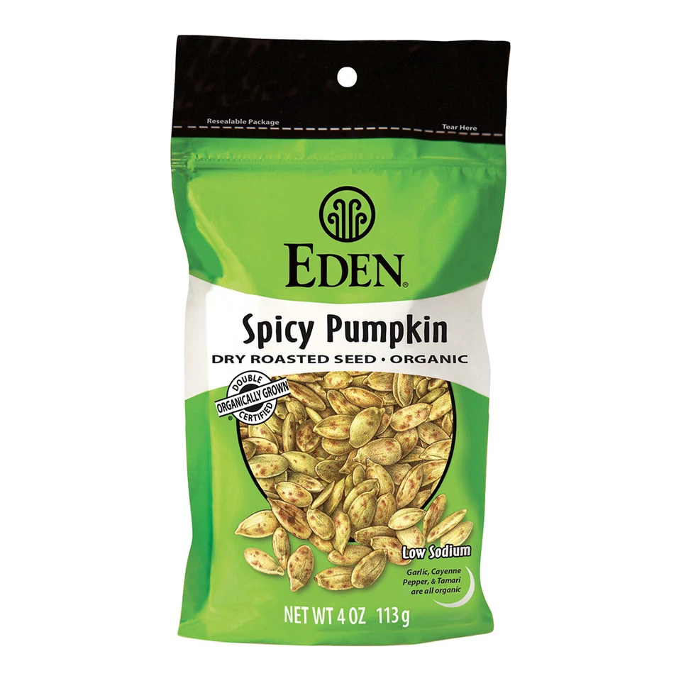 Eden Foods Organic Spicy Pumpkin Dry Roasted Seeds 4 Oz (113 G) - 2pc