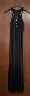 Faith Connexion Black Gold Beaded Goddess High Neck Cocktail Maxi Dress S - Image 1 of 4