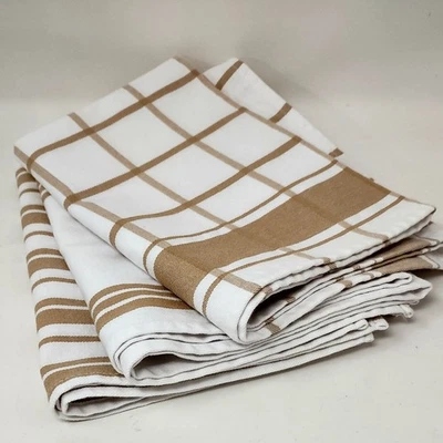 "Paquete de 3 toallas de cocina 100 % algodón tostado y blanco 28"" x 20"" todo revestido Metalcrafters" Foto 1 de 4