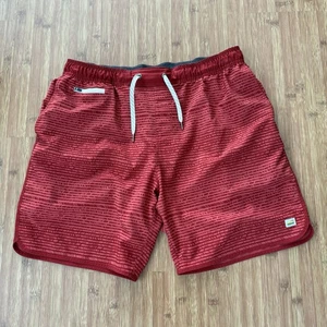 Vuori Banks Shorts 8” Inseam Mens XL Red Stretch Unlined V Cycled Striped V330 - Picture 1 of 15
