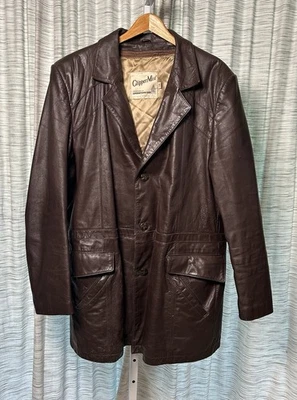 Chaqueta de Colección Años 60 70 Clipper Niebla Marrón 100% Cuero Genuino Para Hombre 46L ¡Genial! Foto 1 de 4