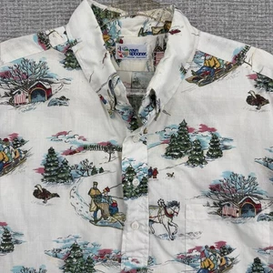 Vtg 1991 Reyn Spooner White Snow Mele Kalikimaka L Popover Hawaiian Christmas - Picture 1 of 12