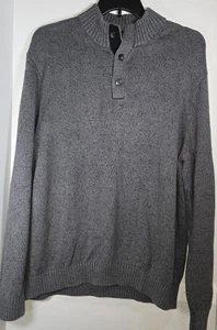IZOD Mens 2XL Gray Knit Pullover Mock Neck Henley 3 Button Placket Sweater - Picture 1 of 8