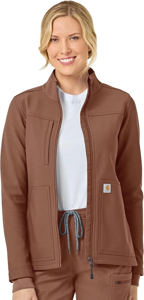 Carhartt 女式坚固硬度粘结羊毛夹克 MJ1023-W,肉豆蔻,XS — 第 1/1 张图片