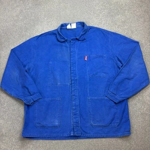 French Jacket Adult 2XL XXL Blue VINTAGE Sanfor Workwear Canvas Chore Men - Picture 1 of 10