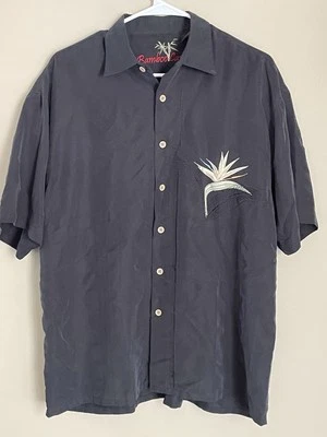 Bamboo Cay Shirt Men Medium Black Palm Embroidered Hawaiian Tropical Aloha - Image 1 of 4