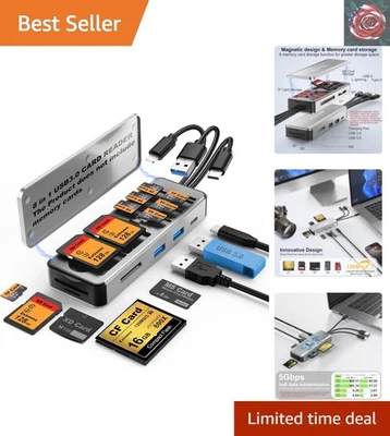 Multi-Memory Card Reader with USB 3.0 - Compact Transfer Solution in Grey - Image 1 of 4