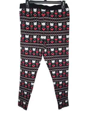 Torrid Fair Isle Heart Print Knit Leggings Black Red White Size 1 - Image 1 of 4