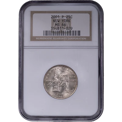 2001-P New York State Quarter - Clad ~ NGC MS 66 - Image 1 of 2