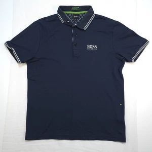 Hugo Boss Polo Shirt Mens Size M Blue Short Sleeve Logo Hugo Boss Polo Shirt - Photo 1/14