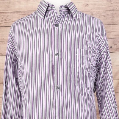 Concepts by Claiborne Shirt Mens 2XLT Purple Gray Striped L/S Button Up - L2 - Image 1 of 4