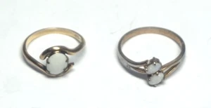 2 VTG Opal Cocktail Rings Both Gold Filled 1 18K, 1 10K- Sz 8.25 & 6 - Picture 1 of 5