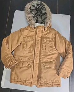 Carter’s Jacket Boys Brown Faux Fur Hooded Parka Winter Heavyweight Size L/7 - Picture 1 of 11