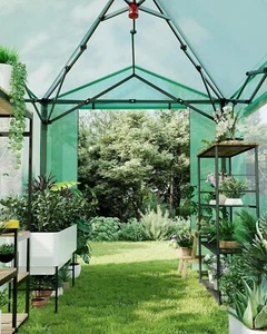 8x6FT Pops Up Greenhouse Portable - Roll-Up Zipper Door, Cold/Frost Protection - Picture 1 of 7