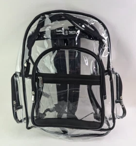 Large Transparent Clear PVC School Stadium Waterproof Backpack Bag Zipper 17x15 - Picture 1 of 5