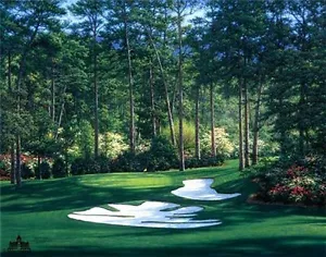 The 10th at Augusta by Larry Dyke The Masters Golf 9x12 edición abierta estampado en papel - Imagen 1 de 1