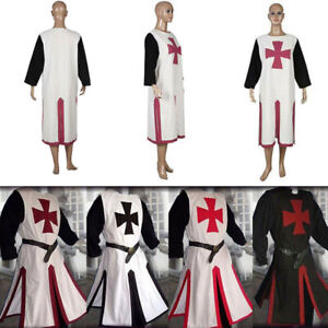 Długi kostium rycerza dla mężczyzn, templariuszy, krzyżowców, średniowieczny/DE 