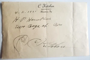 Quittung 1921, Tüten Mais, C. Küche, schwere & ausgefallene Lebensmittel, Bandana, Kentucky - Bild 1 von 2