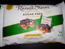 Russell Stover Sugar Free Dark Chocolate PECAN & CARAMEL Delights Candy 10 OZ