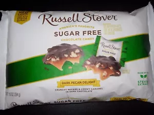 Russell Stover cioccolato fondente senza zucchero PECAN & CARAMEL delizie caramelle 10 OZ - Foto 1 di 2