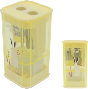 Afilador de lápiz portátil de doble orificio LRMYS para niños con contenedor y borrador amarillo N - Imagen 1 de 6