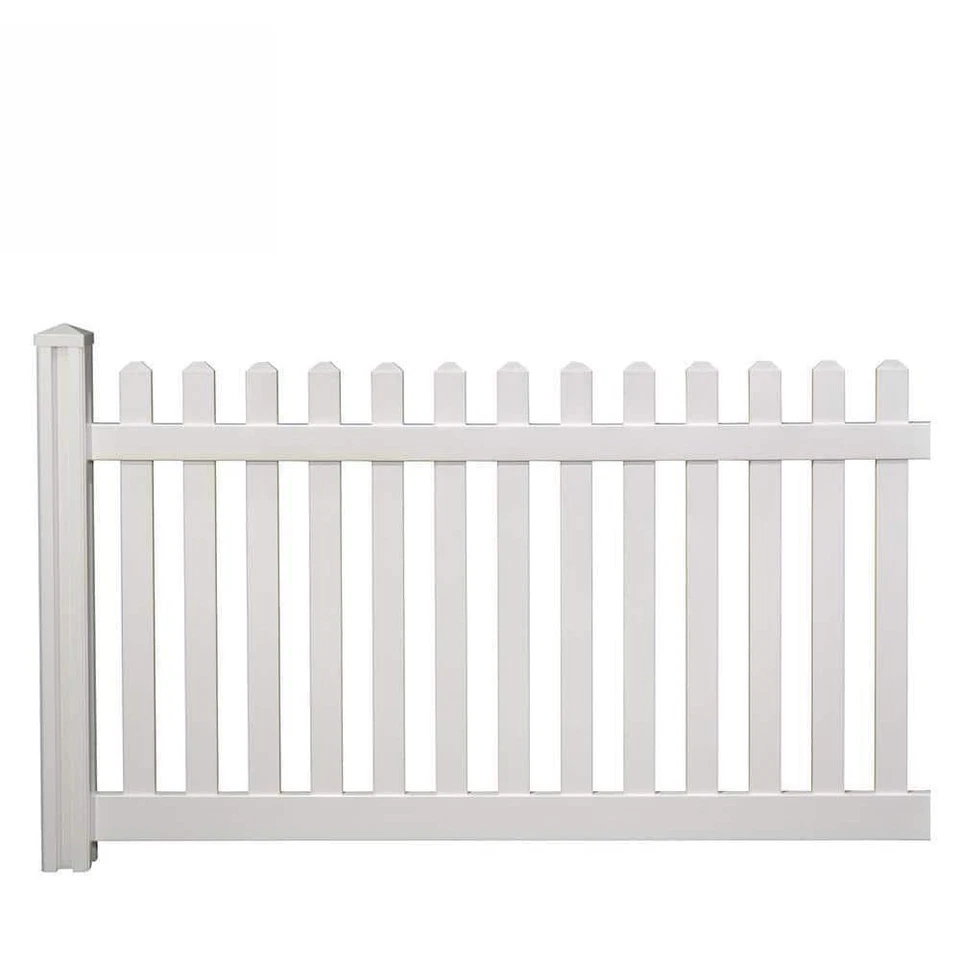 WamBam Traditional 4 by 7ft Premium Classic Vinyl Picket Fence With Post and Cap