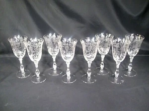 Cambridge Glass Rose Point Water Goblets Stem 3121 Set of 8 - Picture 1 of 11