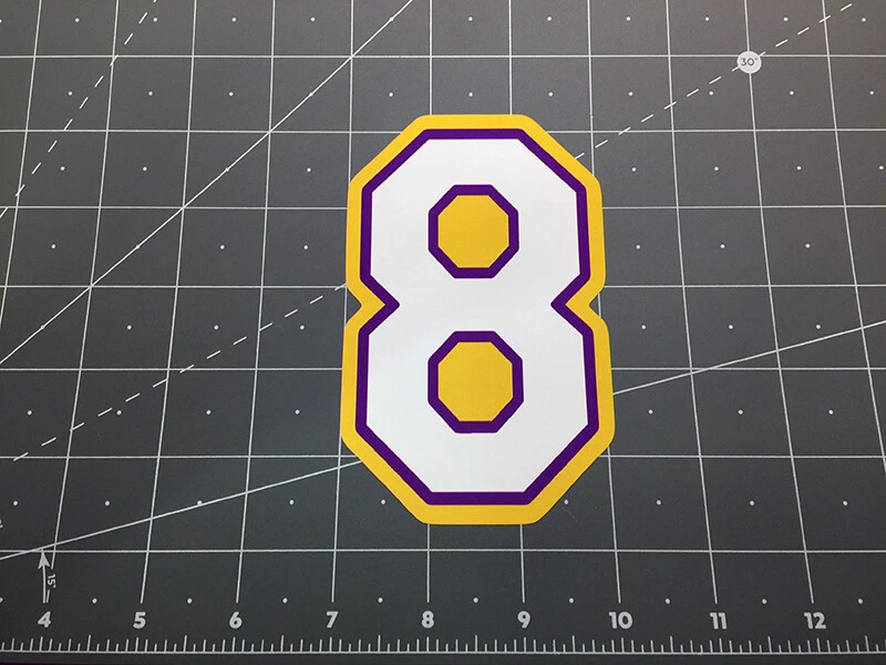 Kobe Bryant #8 lakers jersey style white number decal sticker 8 nba basketball - Image 1 of 1
