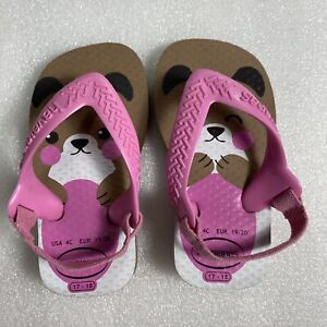 Havaianas Flip Flops Girls Toddler Size US 4C  EU 19/20 Pink Brown Pre-Owned