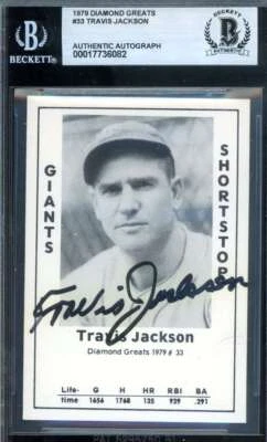 Travis Jackson Beckett BAS Signed 1979 Diamond Greats Autograph - Image 1 of 2