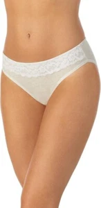 Le Mystere Touch Bikini Panty Women's M Beige Heather Lace Overlay Elastic Waist - Picture 1 of 17