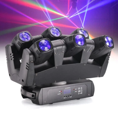 6 Heads LED RGB Moving Head Stage Lighting Beam Laser For Bar Disco Party DJ - Image 1 of 4
