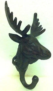 Metal Moose Coat Hanger Single Hook - Log Cabin, Lodge Decor, Hunting, Primitive - Picture 1 of 9