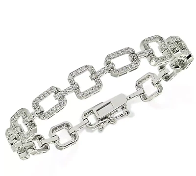 Brazalete de tenis de eslabones cuadrados de circonitas cúbicas en plata de ley - plata de ley Foto 1 de 2