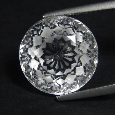 Impresionante topacio blanco natural de 11,46 quilates 14,5 mm corte floral redondo Brasil piedra preciosa Foto 1 de 3