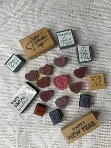 Lote de 19 estampillas de goma de corazones de caramelo y años nuevos de corazones de San Valentín - Imagen 1 de 6