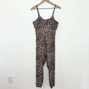 Good American The Precision Leopard Print Jumpsuit Athleisure Athletic 3 Large - Picture 1 of 9